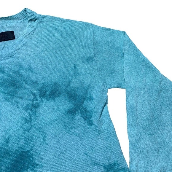 NWOT RTA Emma Cashmere Sweater Tie Dye Blue XS Crew Neck Lightweight Distressed - Picture 2 of 9